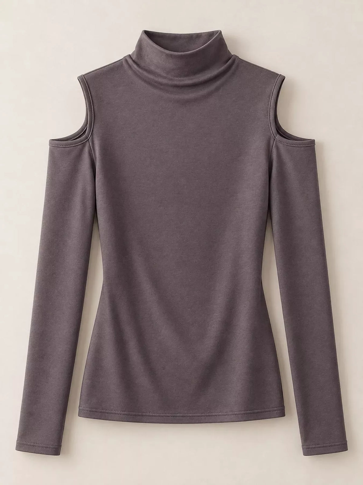 Mock Neck Cold-Shoulder Slim-Fit T-Shirt