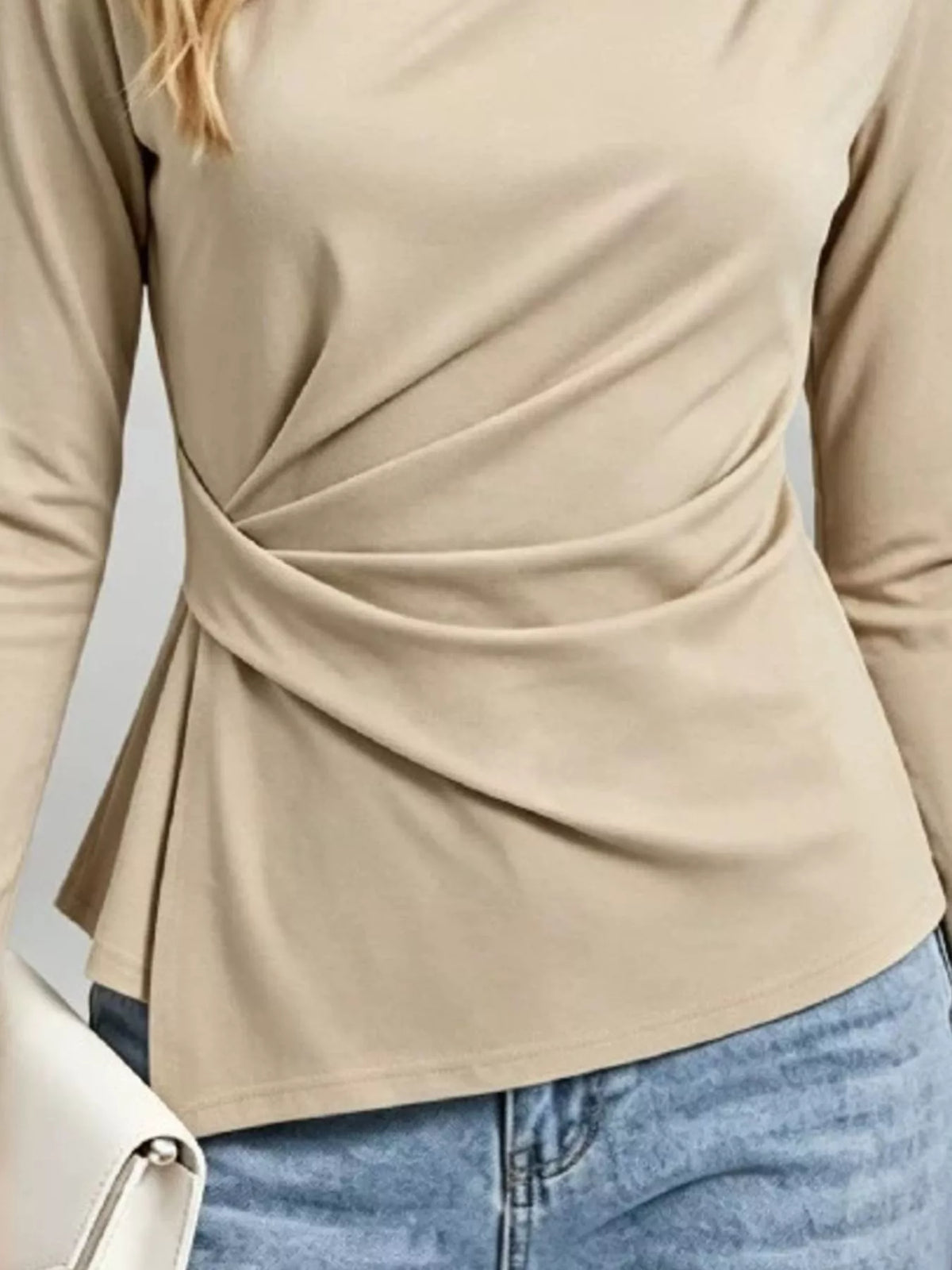 Ruched Waist Long Sleeve T-Shirt