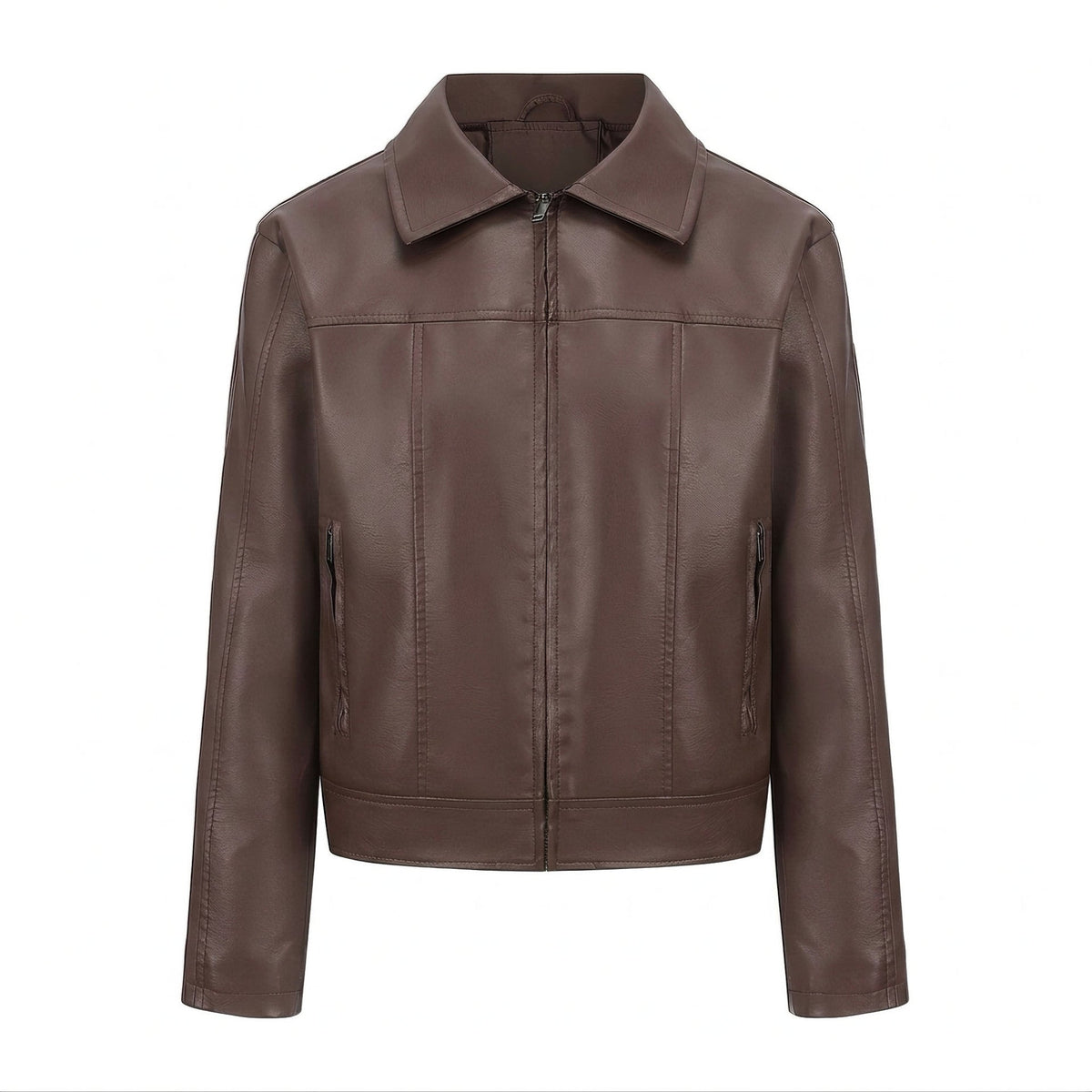 26 New Autumn And Winter Leather Women's Long Sleeve Thin European Size Coat Fashion Casual Zipper Jacket Cross-border Women's 118