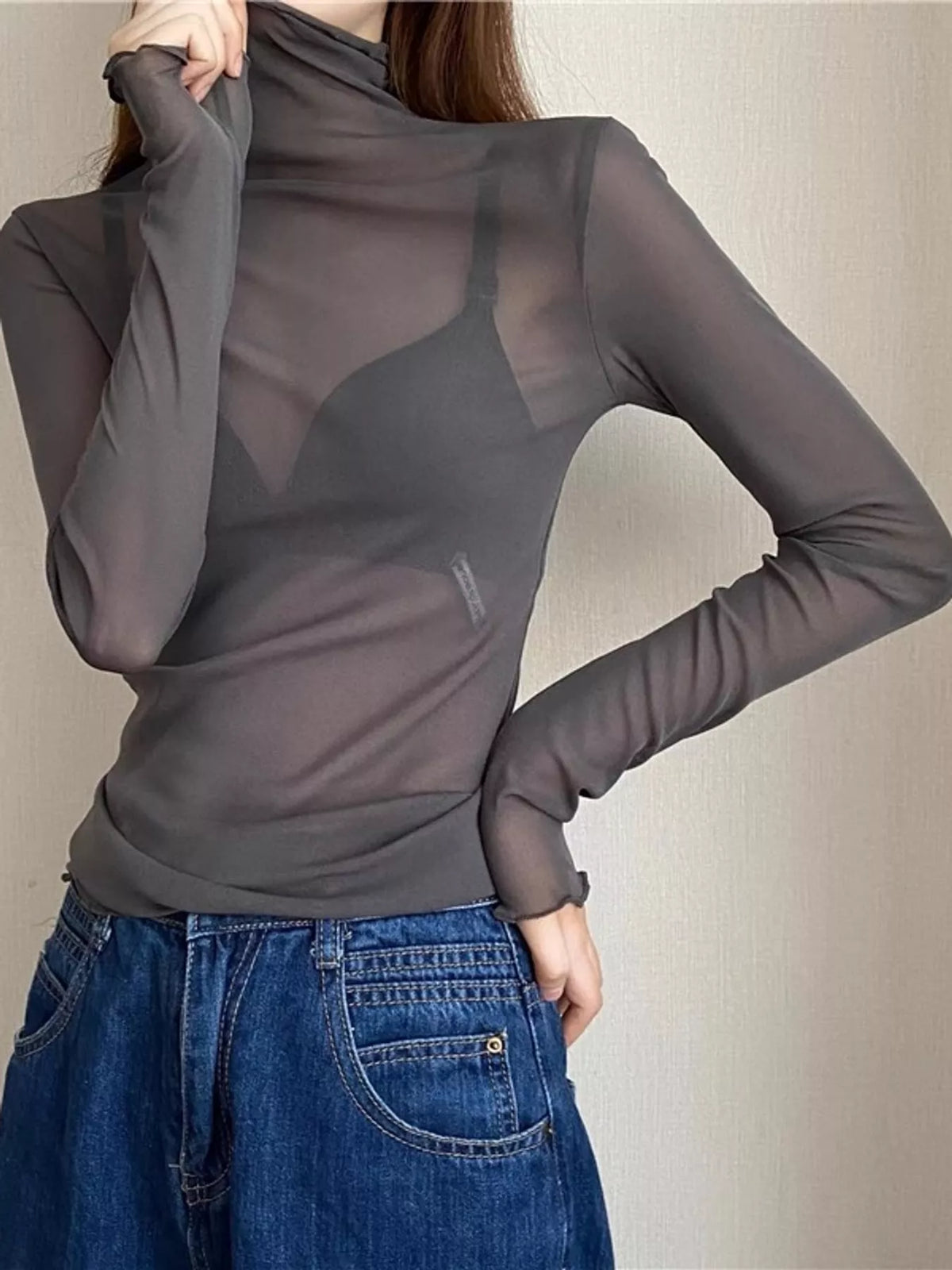 Turtleneck Long Sleeve Slim Fit T-Shirt