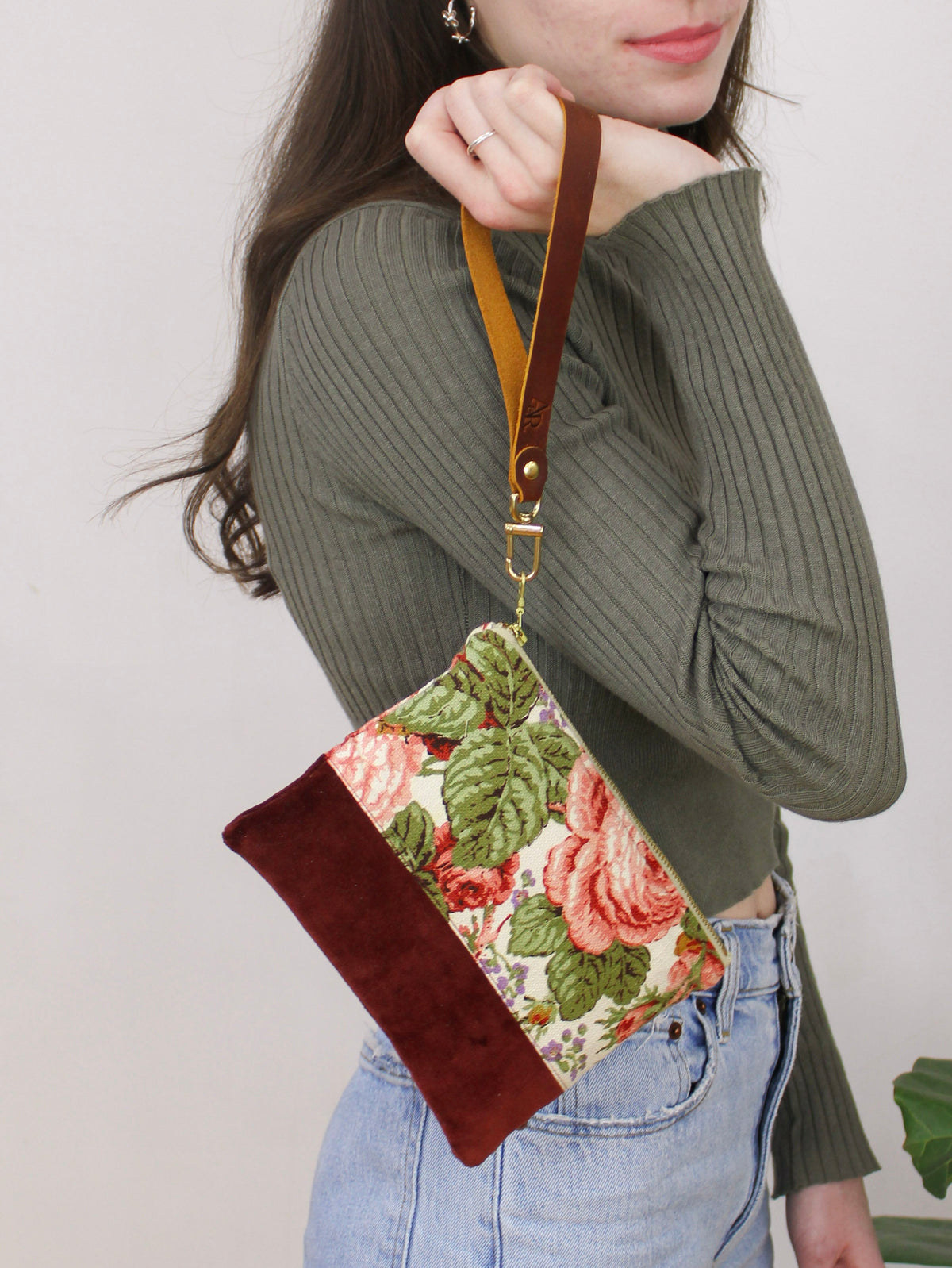 The Teagan Roses and Velvet Wristlet Purse