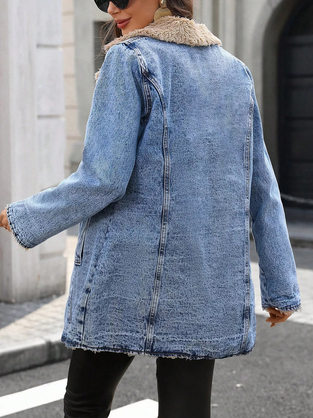 Vintage Acid Wash Sherpa-Lined Denim Jacket
