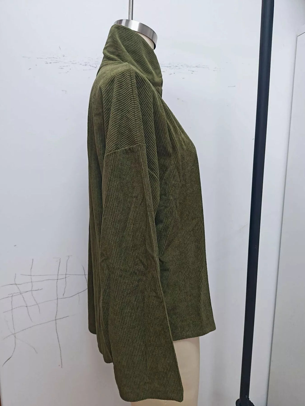 Asymmetric Button-Up Corduroy Jacket