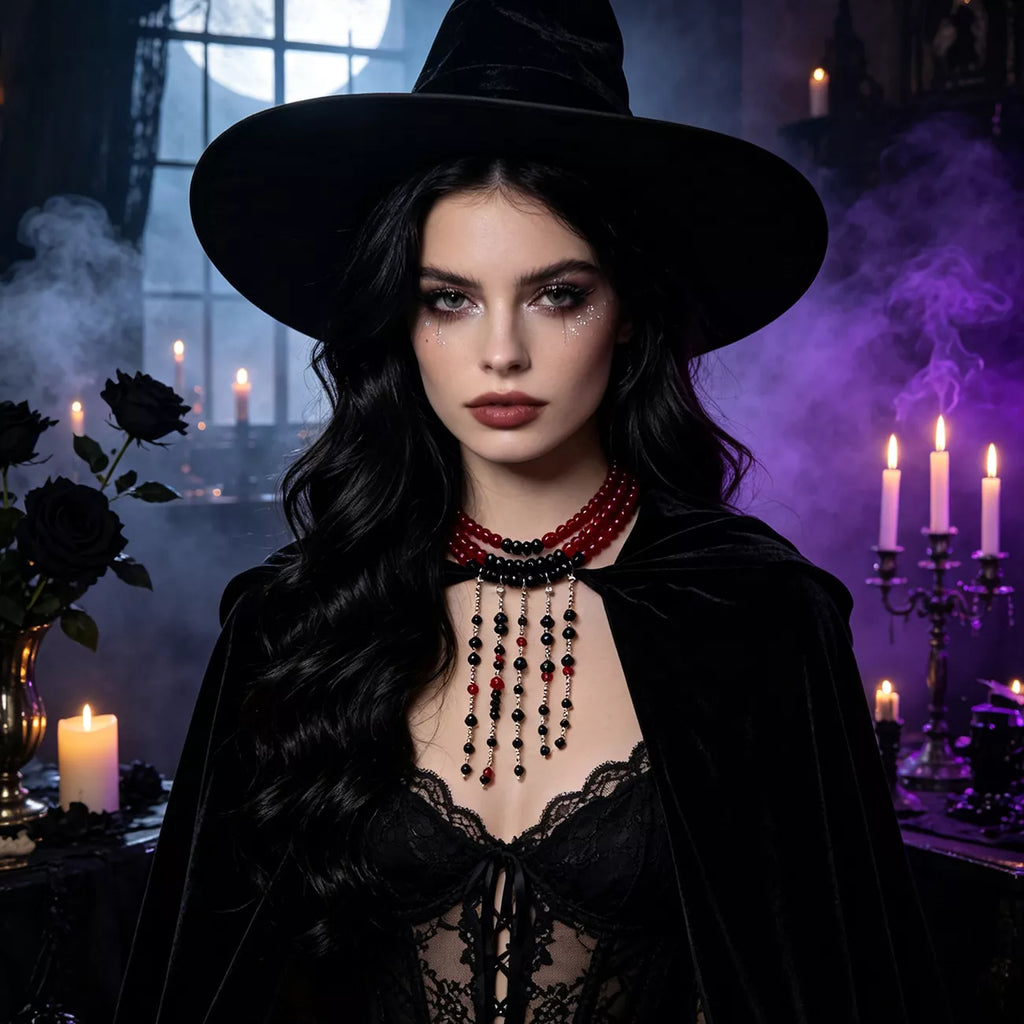 Gothic Multi-Layered Beaded Necklace