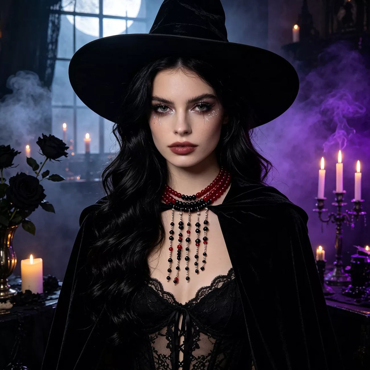 Gothic Multi-Layered Beaded Necklace