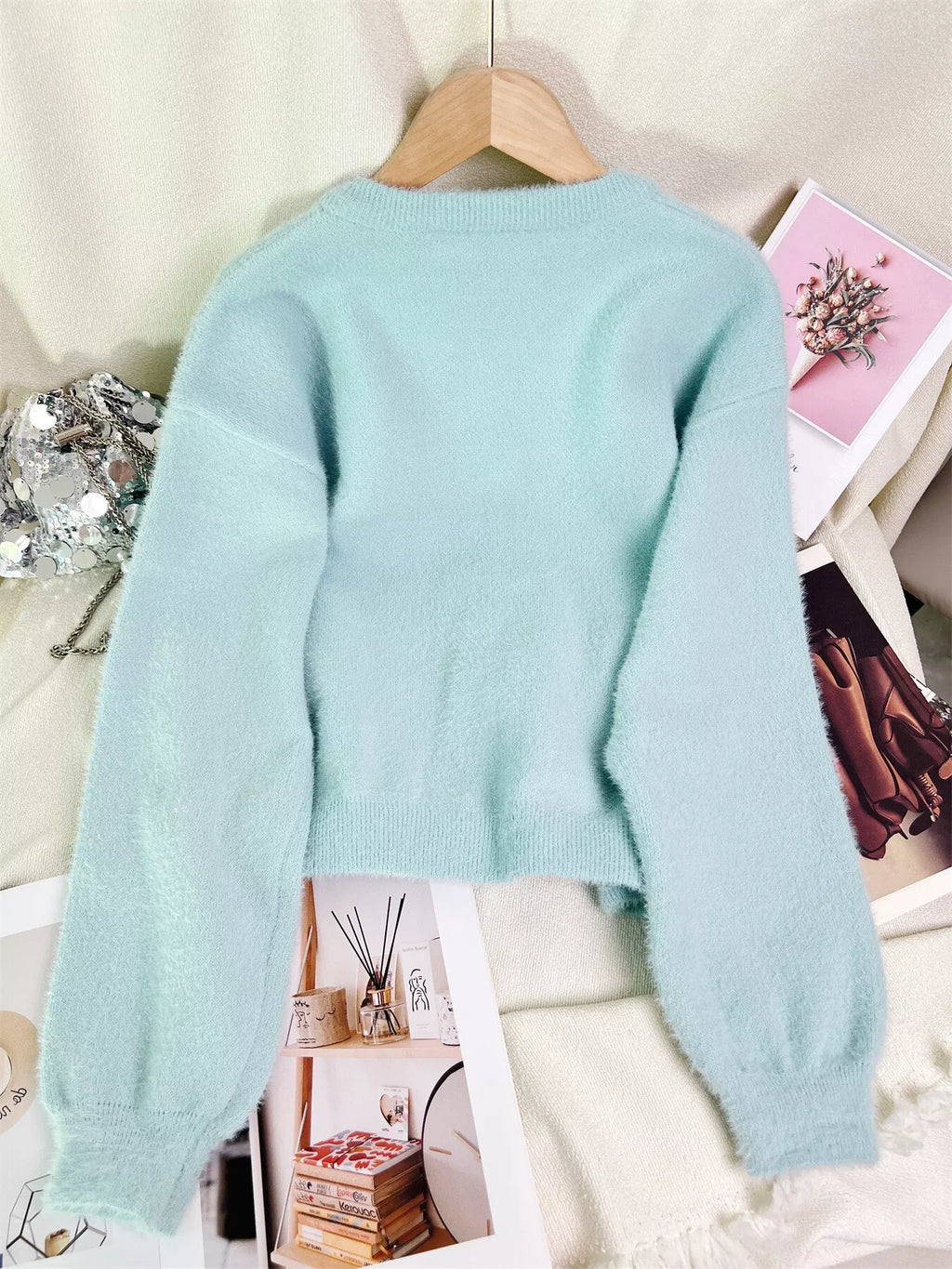 Fuzzy Knit Button Down Cardigan