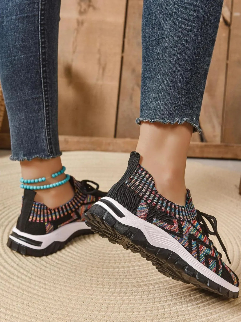 Mesh Knit Lace Up Athletic