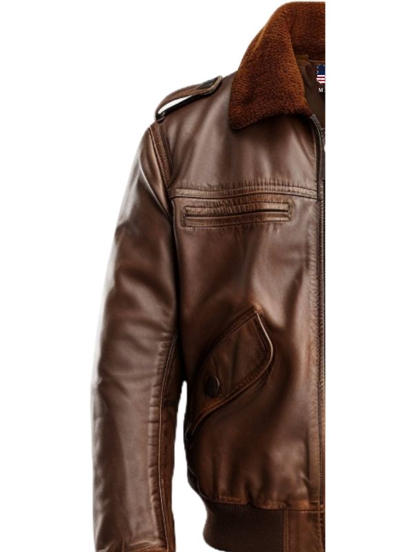 Men's Brown Vintage Leather Bomber Jacket