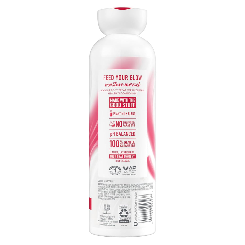 Dove Plant Milk Cleansing Body Wash Oat Milk & Berry Brulee for Moisturized Skin Gentle Cleanser, No Sulfate or Parabens, pH balanced 17.5 fl oz