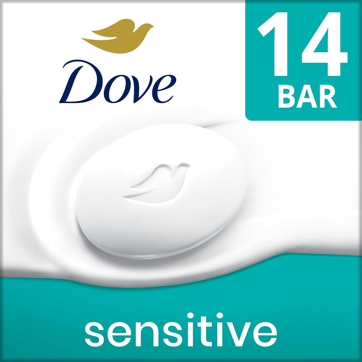 Dove Beauty Bar More Moisturizing Than Bar Soap for Softer Skin, Fragrance-Free, Hypoallergenic Beauty Bar Sensitive Skin With Gentle Cleanser 3.75 oz 14 Bars