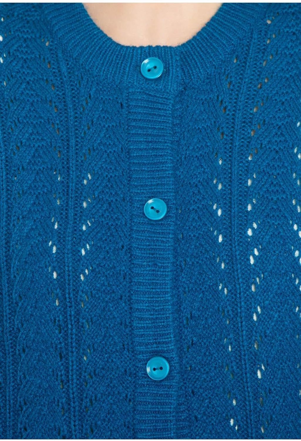 Women's Button Front Crochet Pointelle Cardigan with Pockets