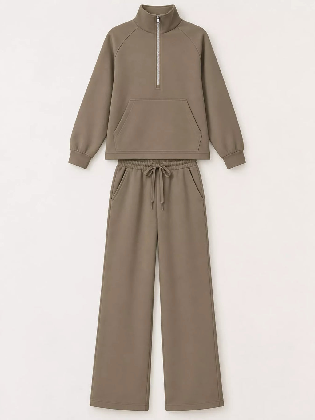 Half-Zip Sweatshirt and Wide-Leg Pants Set