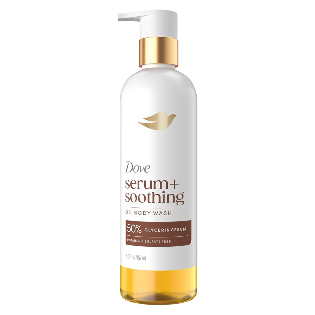 Dove Almond Oil & Sandal Wood Oil Body Wash Serum + Soothing For Women for Hydrated & Repaired Skin 15.3 fl oz