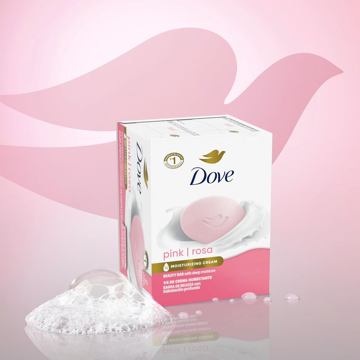 Dove Beauty Bar Soap Pink Rosa, 6 Bars for Soft, Smooth Skin, Cleans & Moisturizes 3.75 oz
