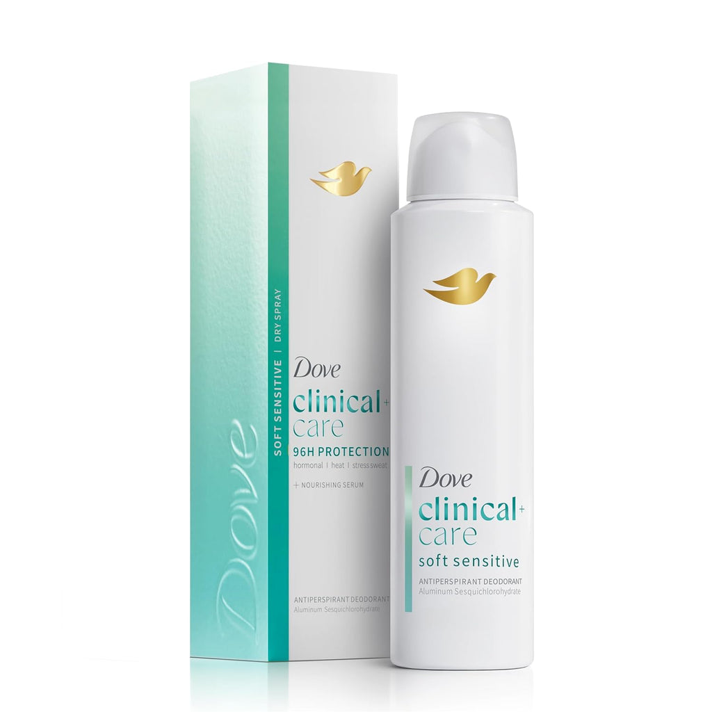 Dove Clinical + Care Antiperspirant Deodorant Dry Spray for Women Soft Sensitive for Sensitive Skin Hypoallergenic 3.8 oz