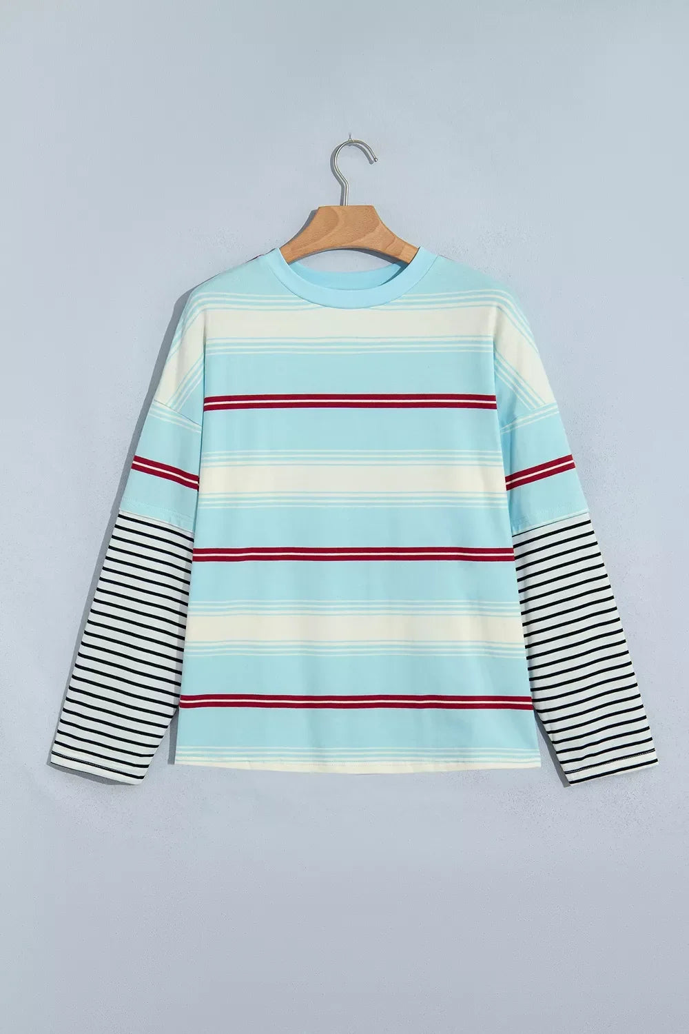 Stripe Casual Striped Patchwork Long Sleeve Loose Pullover Top