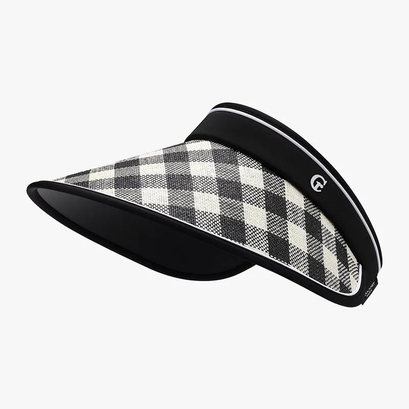 Plaid Woven Adjustable Sun Hat with Visor