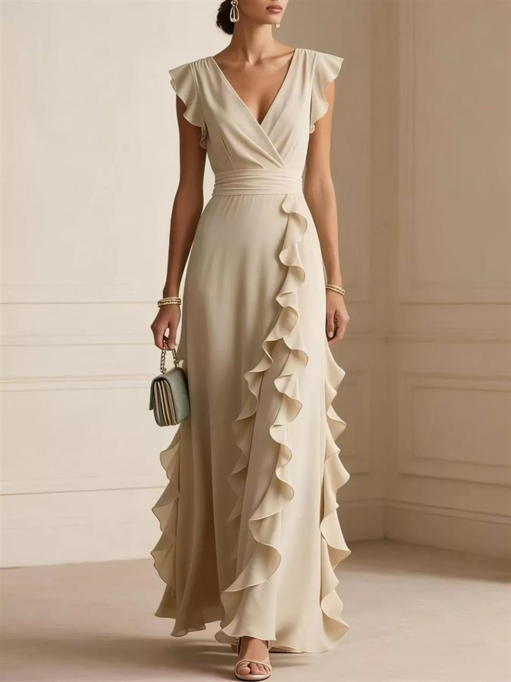 Ruffled Surplice Maxi Dress