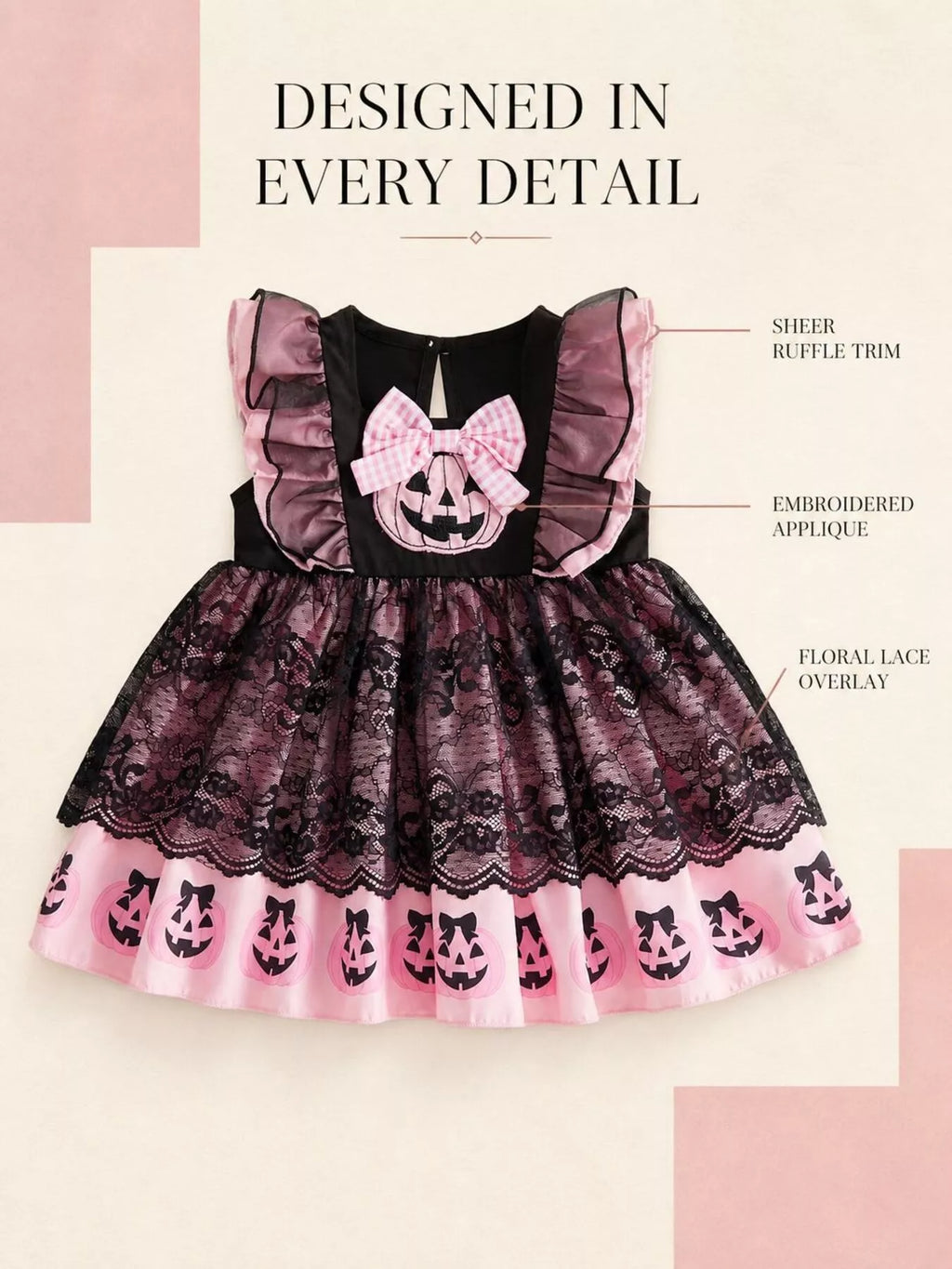 Children's Halloween Lolita Style Pumpkin Print Dress
