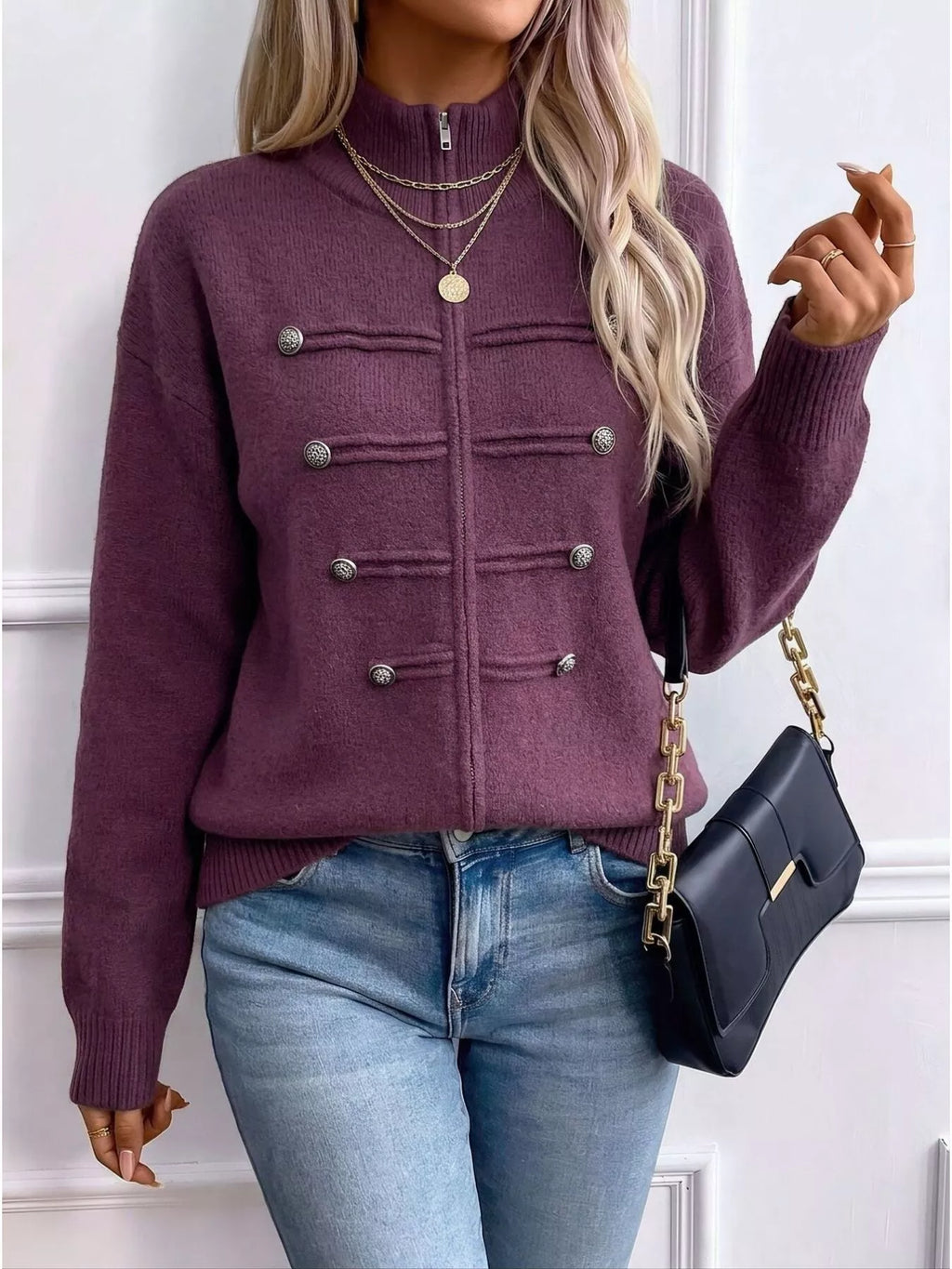 Zip-Up Long Sleeve Cardigan