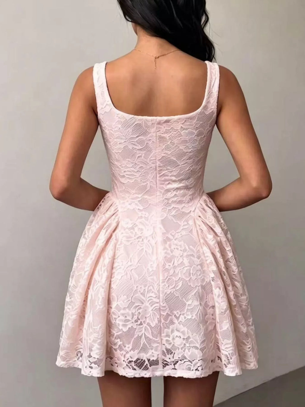Floral Lace Square Neck Mini Dress