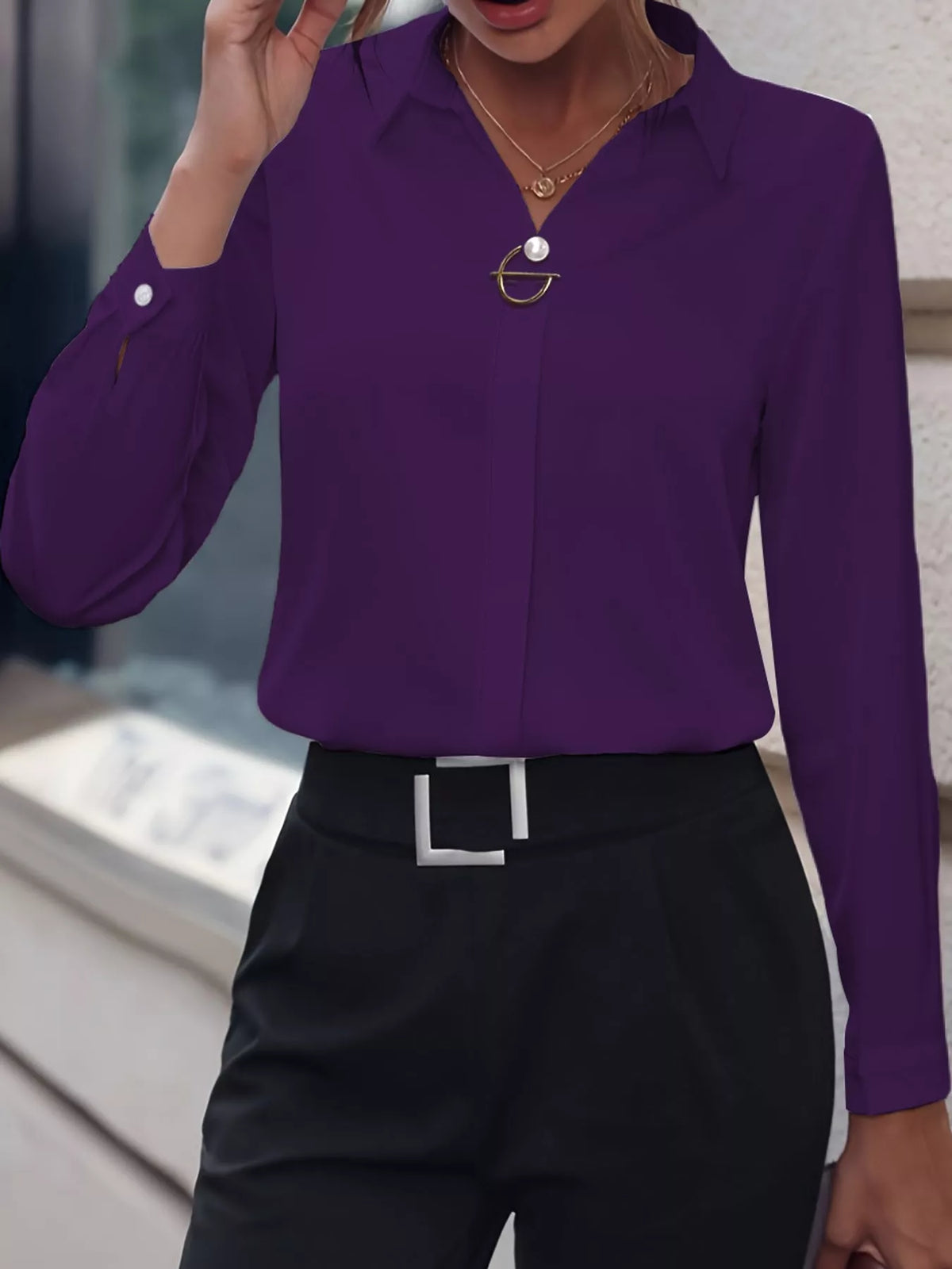 Long Sleeve Satin Blouse