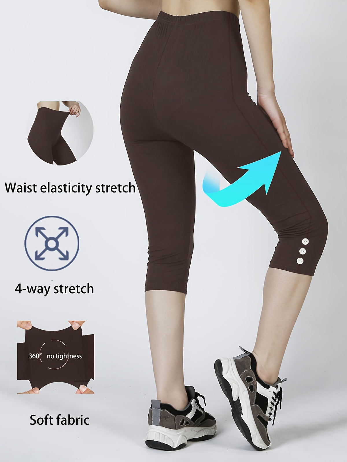 Women High Waisted Capri Leggings, Buttery Soft Yoga Pants, 4-Way Stretch Workout Athletic Cropped Pants For Daily Gym Fitness