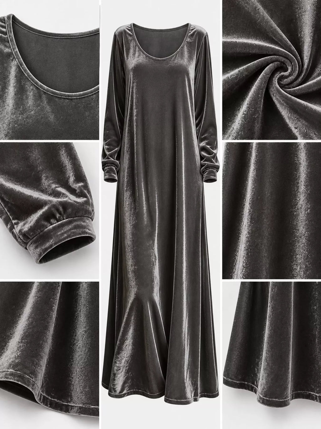 Velvet Long-Sleeve Maxi Dress