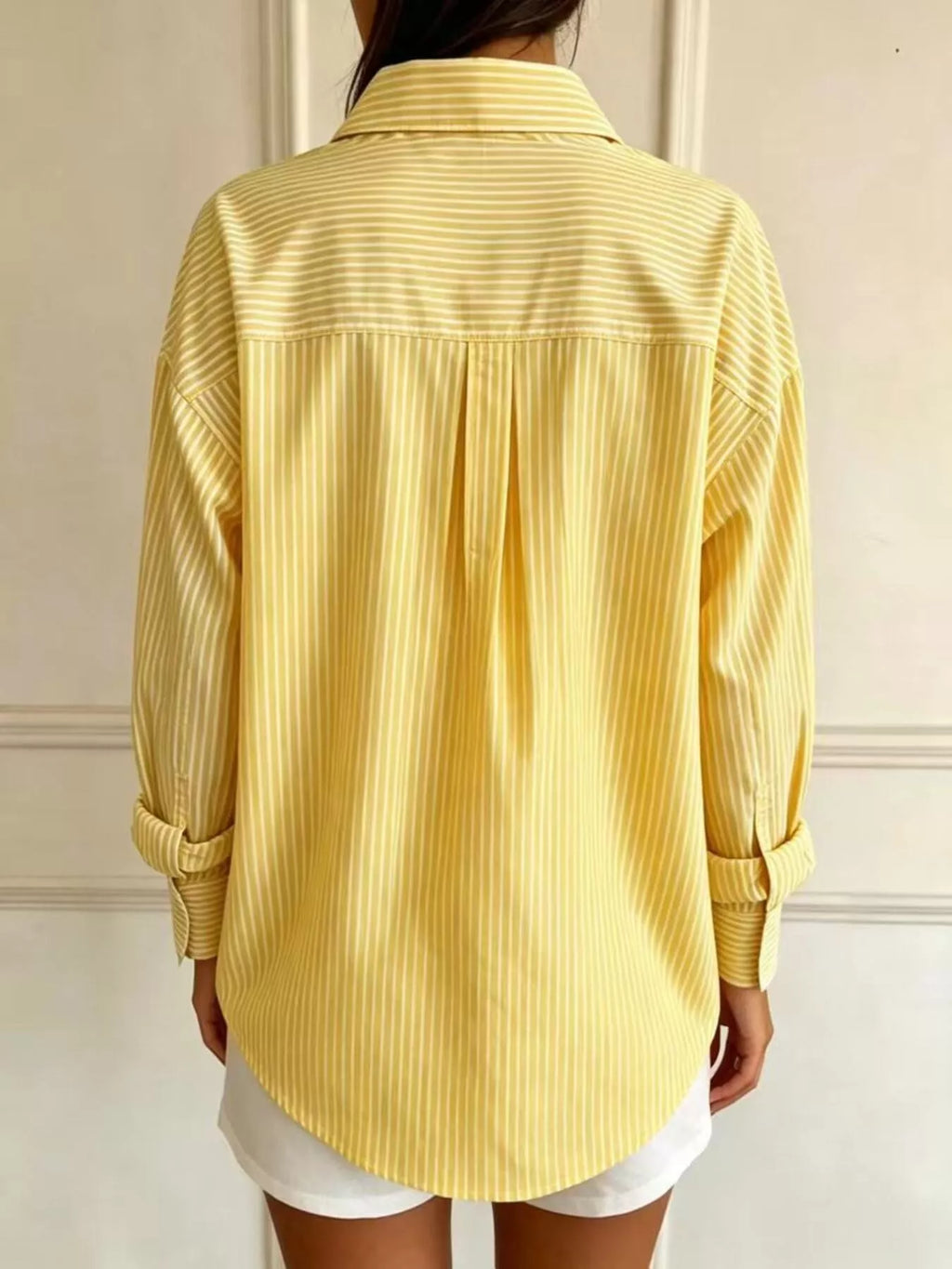 Full Size Striped Button-Down Long Sleeve Shirt Plus Size
