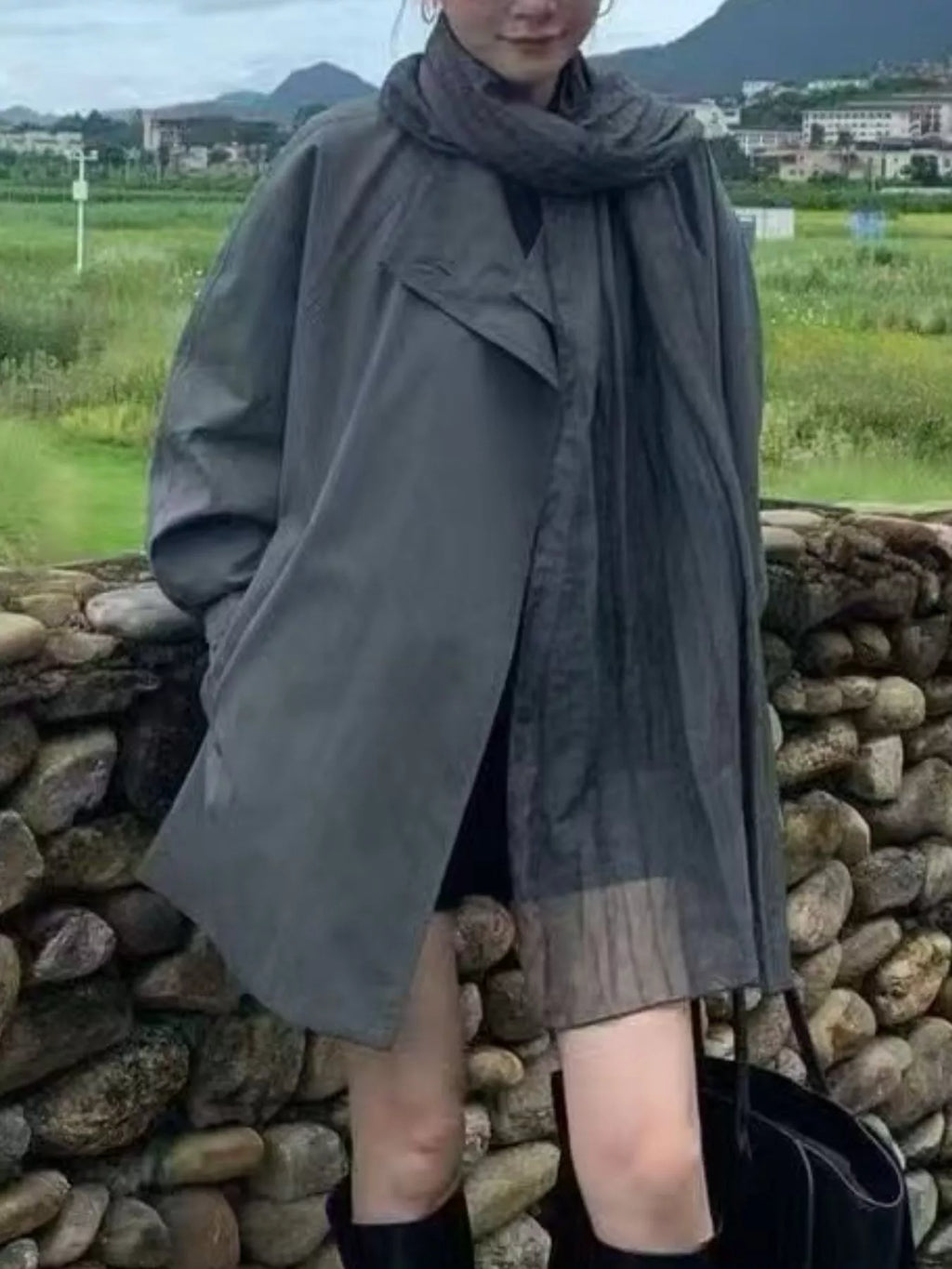 Open Front Long Sleeve Trench Coat