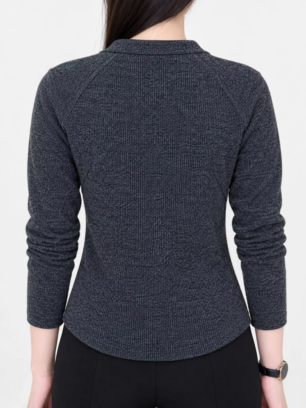 Plus Size Quarter-Zip Long Sleeve Top