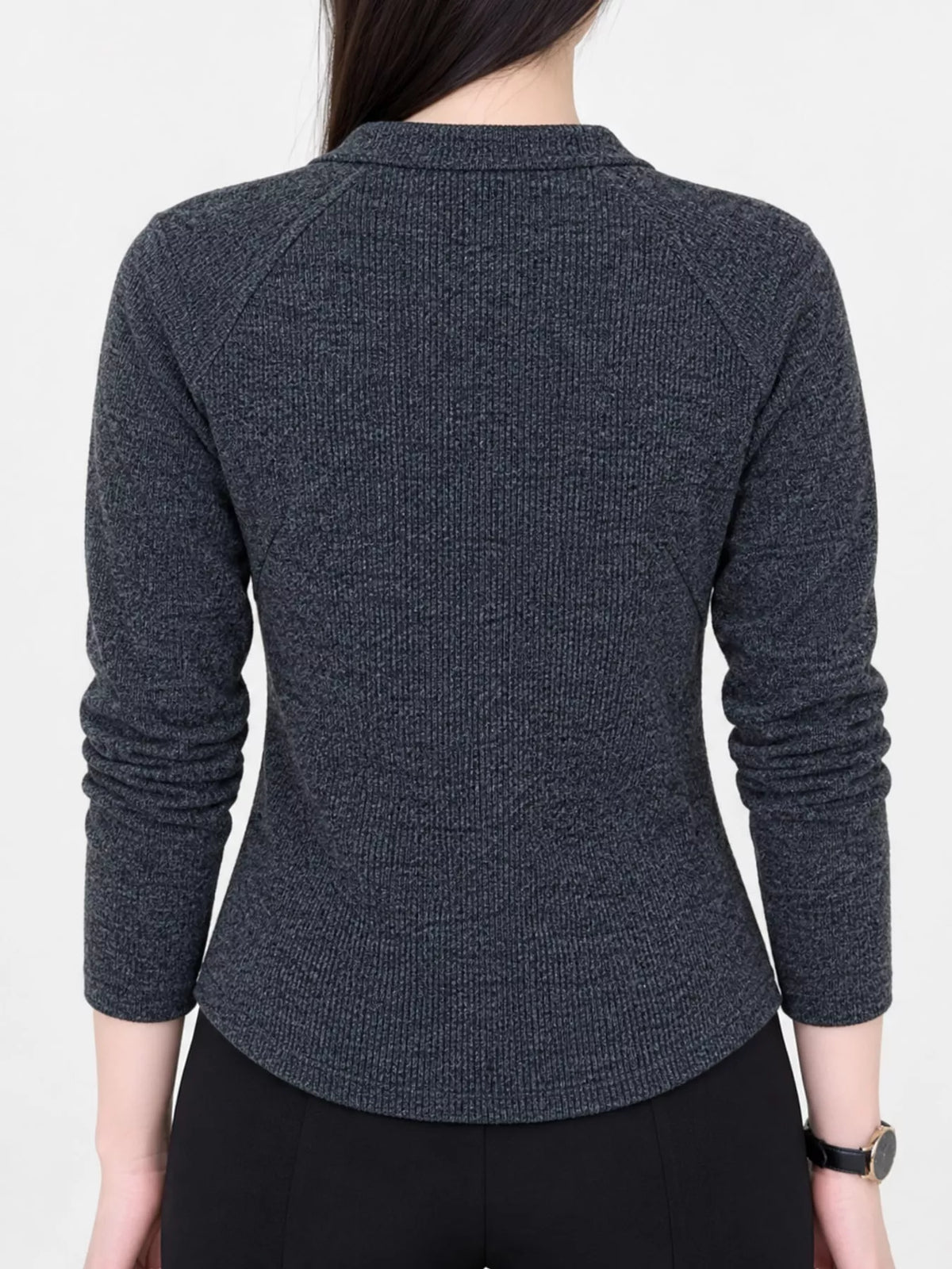 Plus Size Quarter-Zip Long Sleeve Top