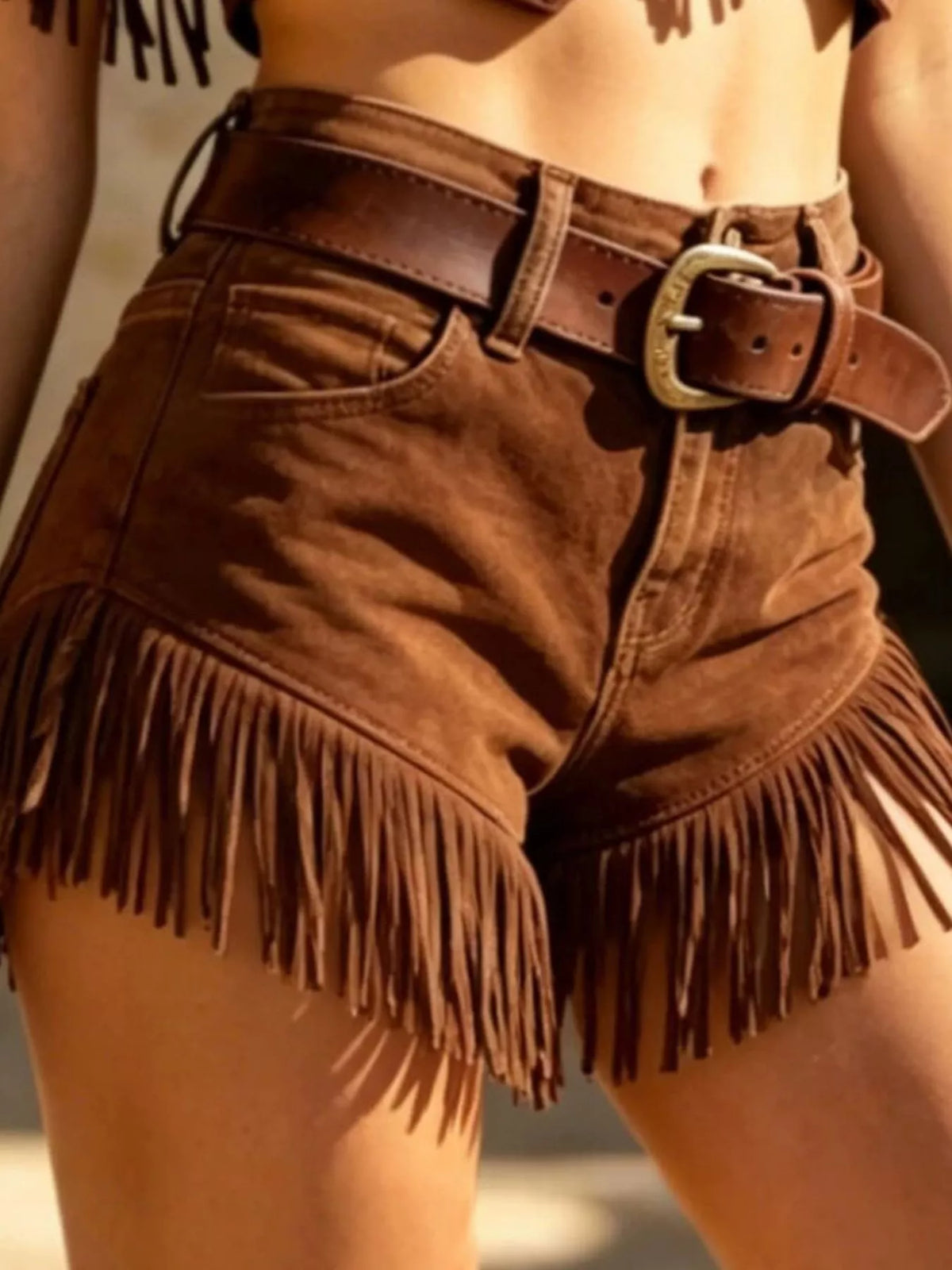 Fringed Crop Top and Shorts Set