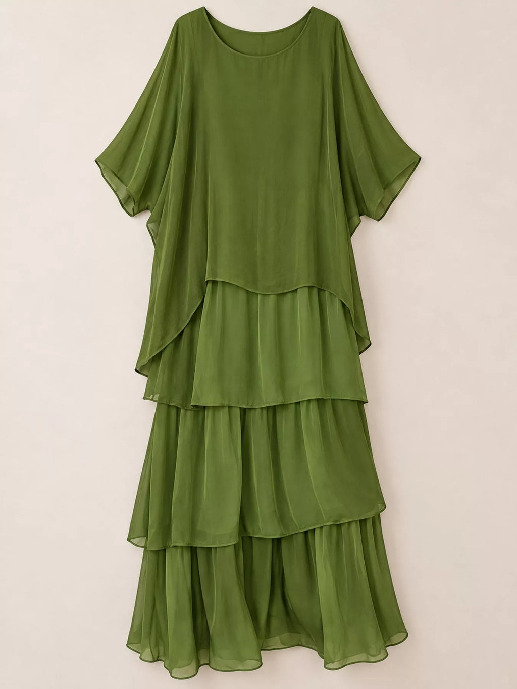 Full Size Layered Batwing Sleeve Maxi Dress Plus Size