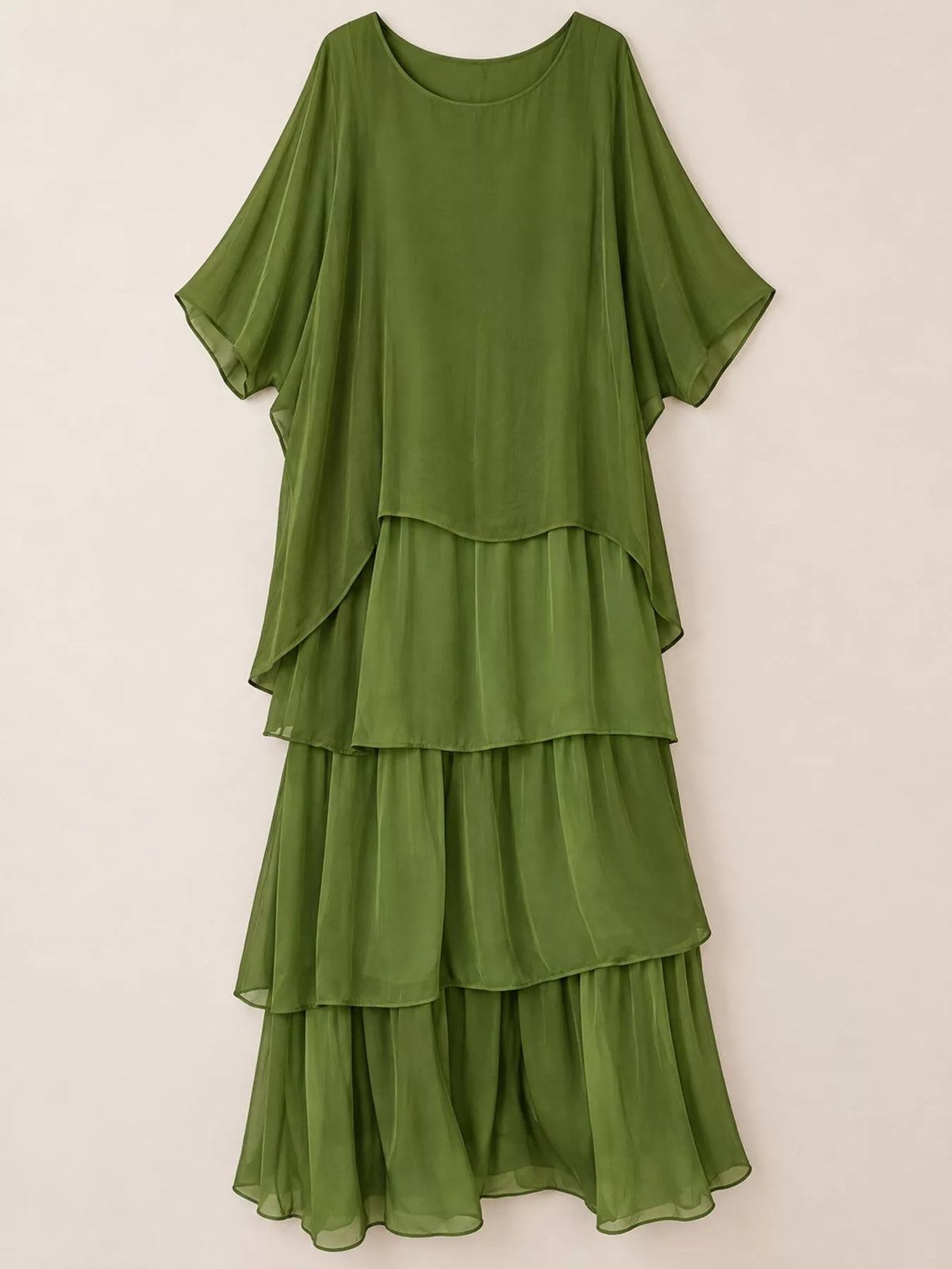 Full Size Layered Batwing Sleeve Maxi Dress Plus Size