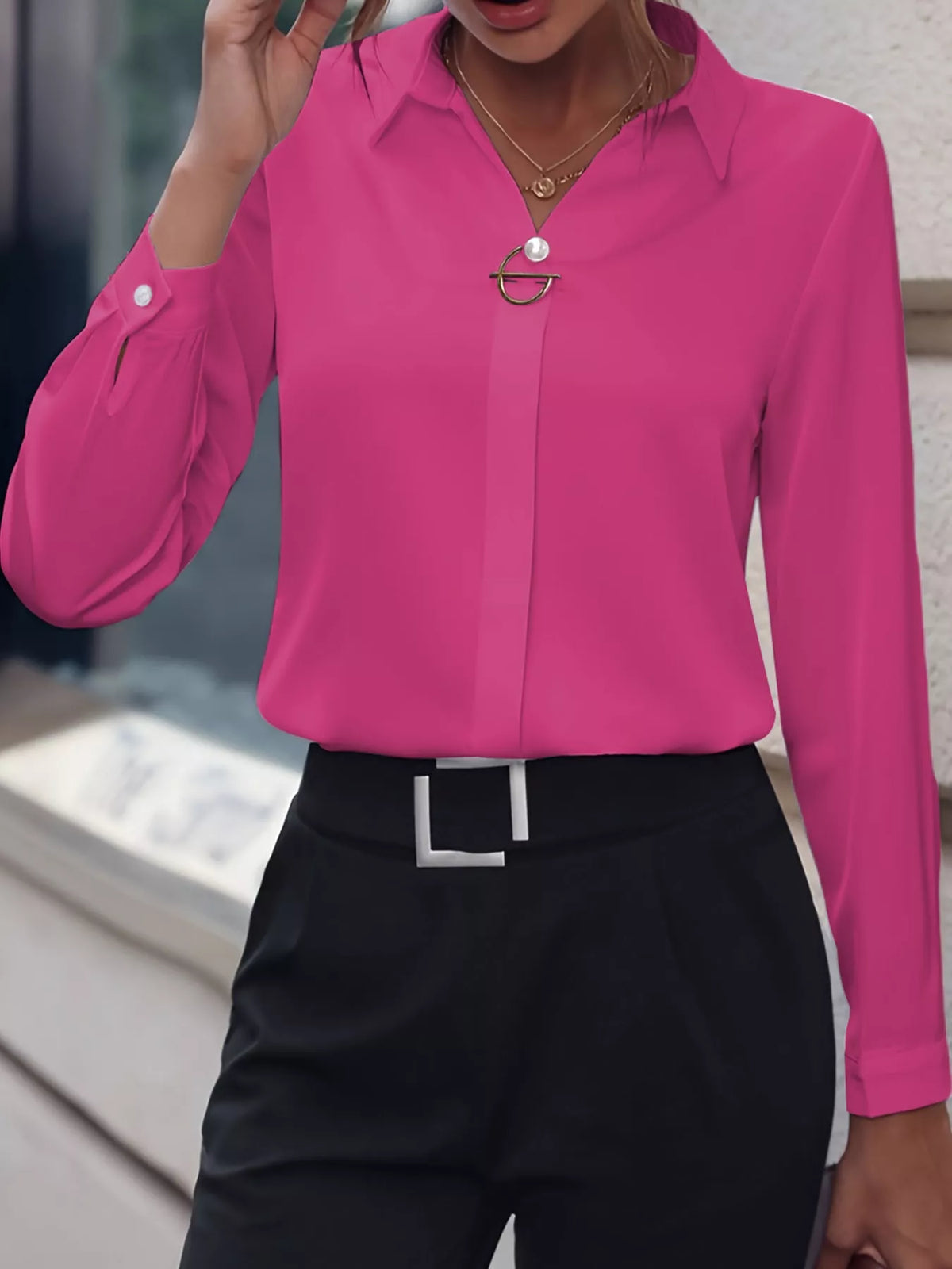 Long Sleeve Satin Blouse
