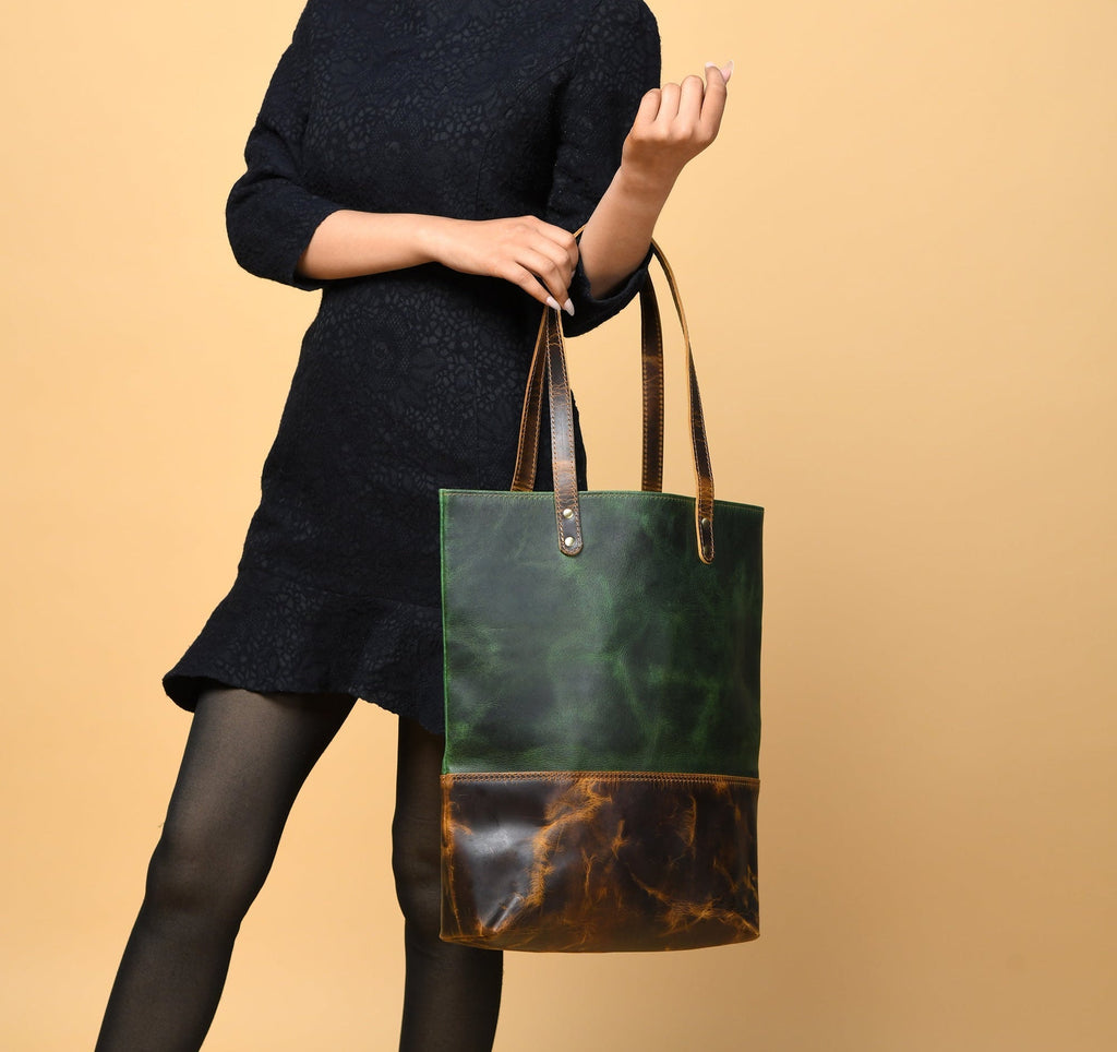 Green Women's Leather Tote