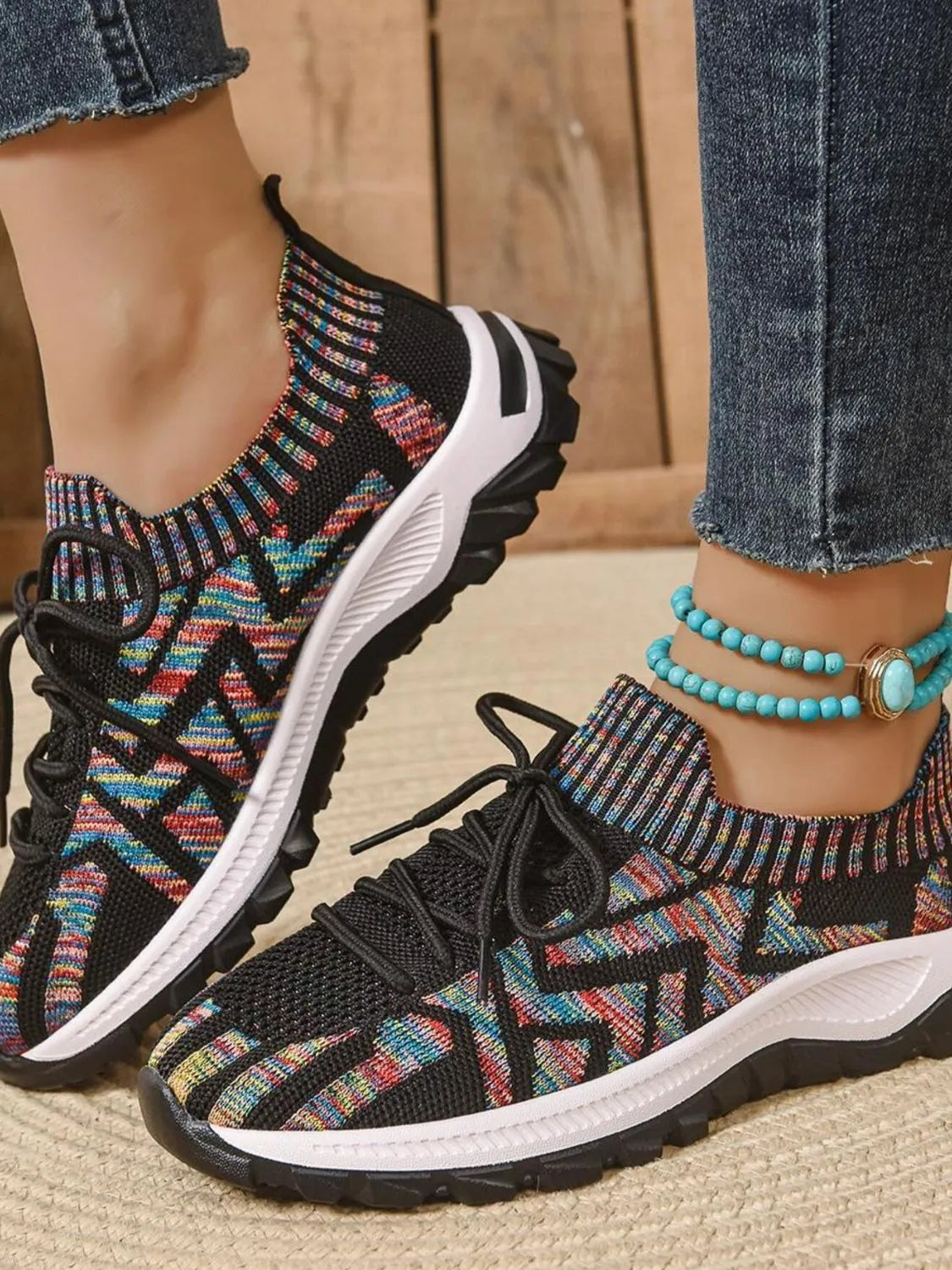 Mesh Knit Lace Up Athletic