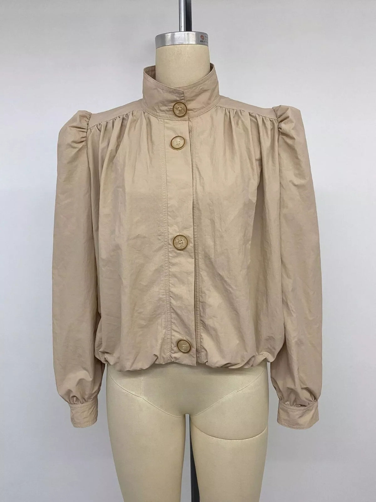Button-Down Puff-Sleeve Jacket