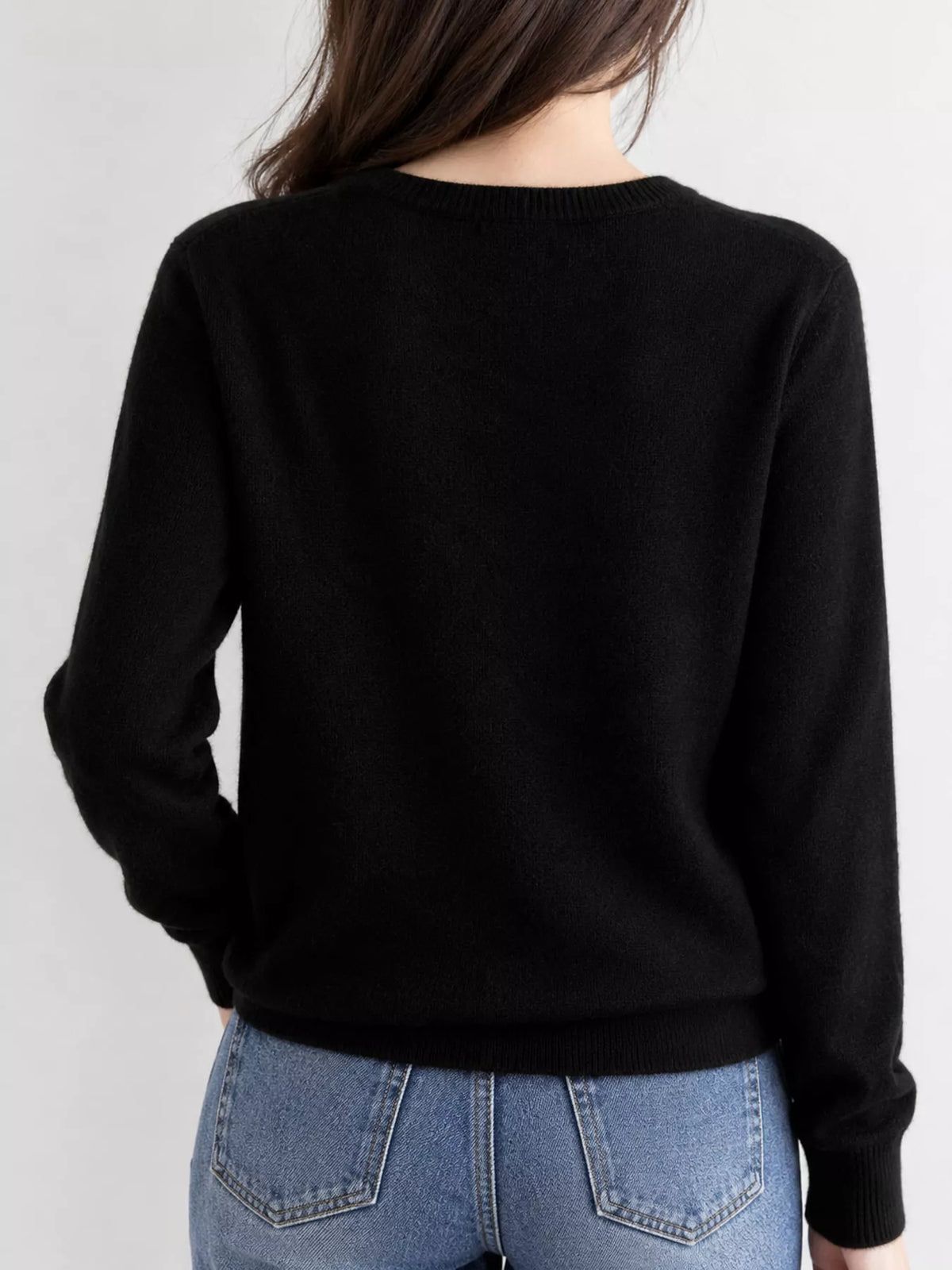 Crew-Neck Button-Down Cardigan