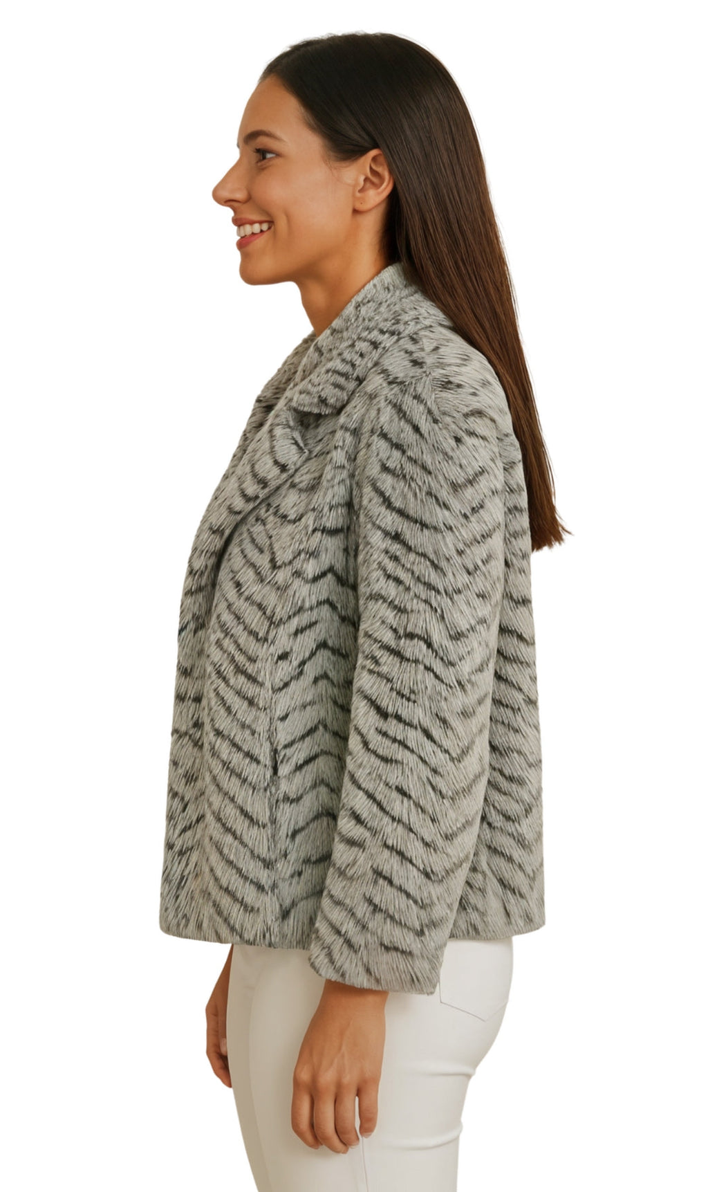 Women's One Button Faux Fur Lined Swing Jacket