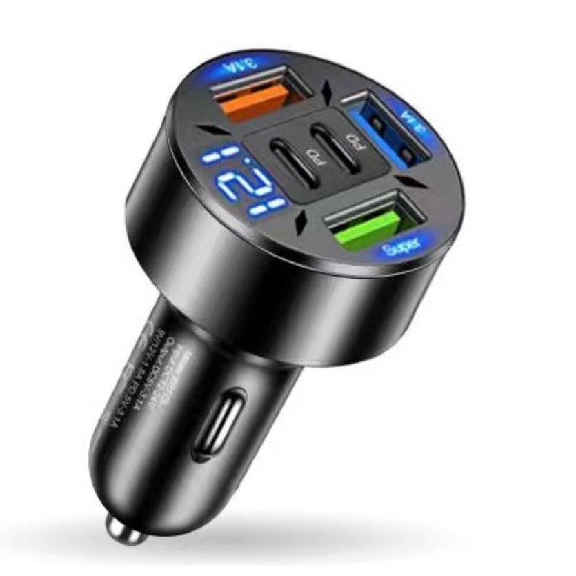 Digital Display Car Charger 4usb 66W Fast Charge PD Car Charger