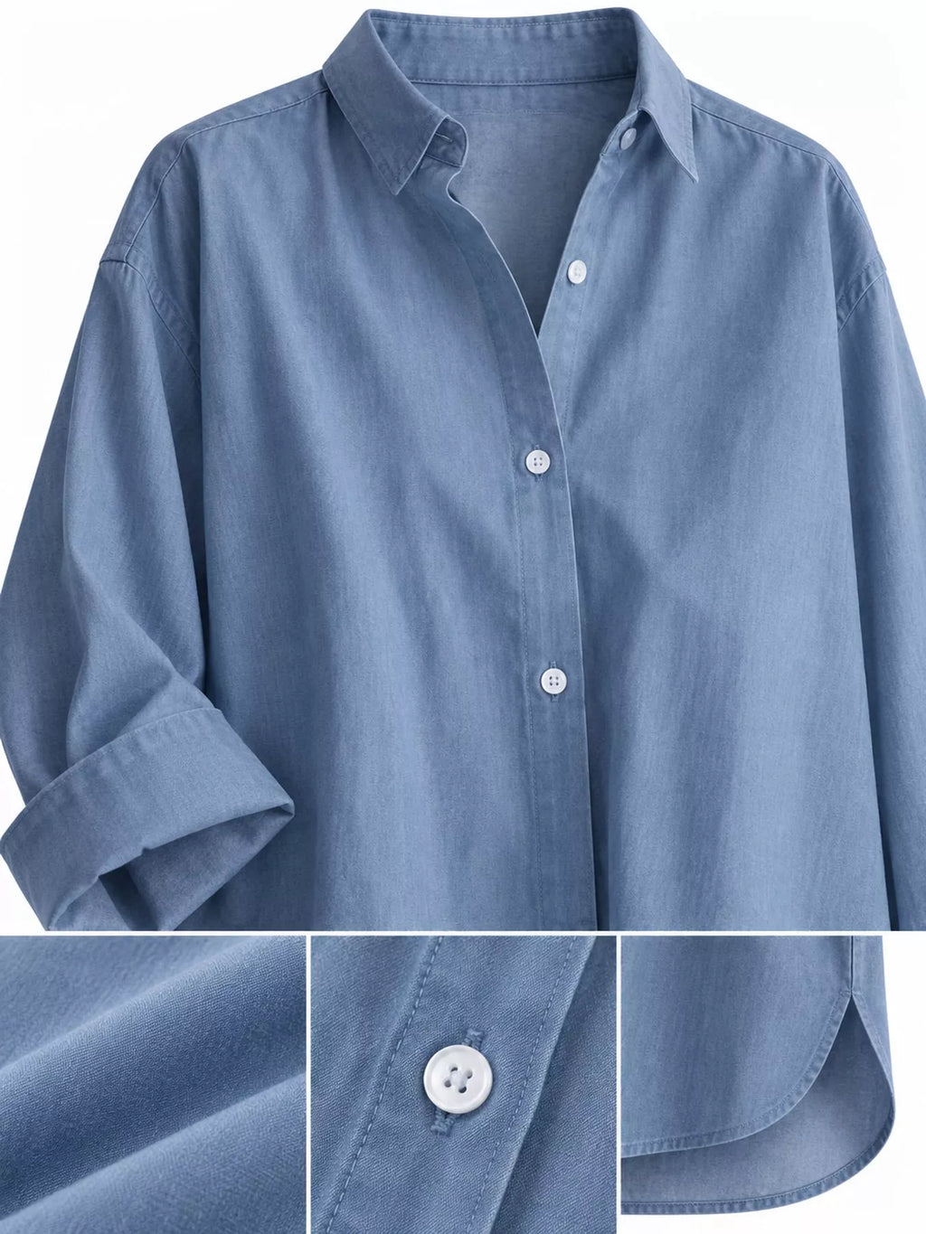 Full Size Oversized Button-Down Long Sleeve Shirt Plus Size