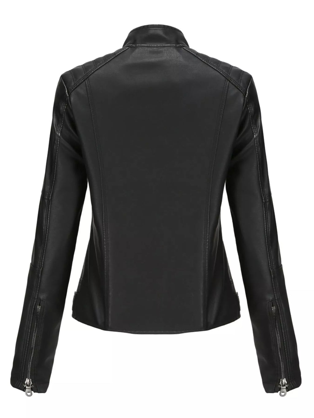 Full Size Slim Fit Faux Leather Moto Jacket Plus Size