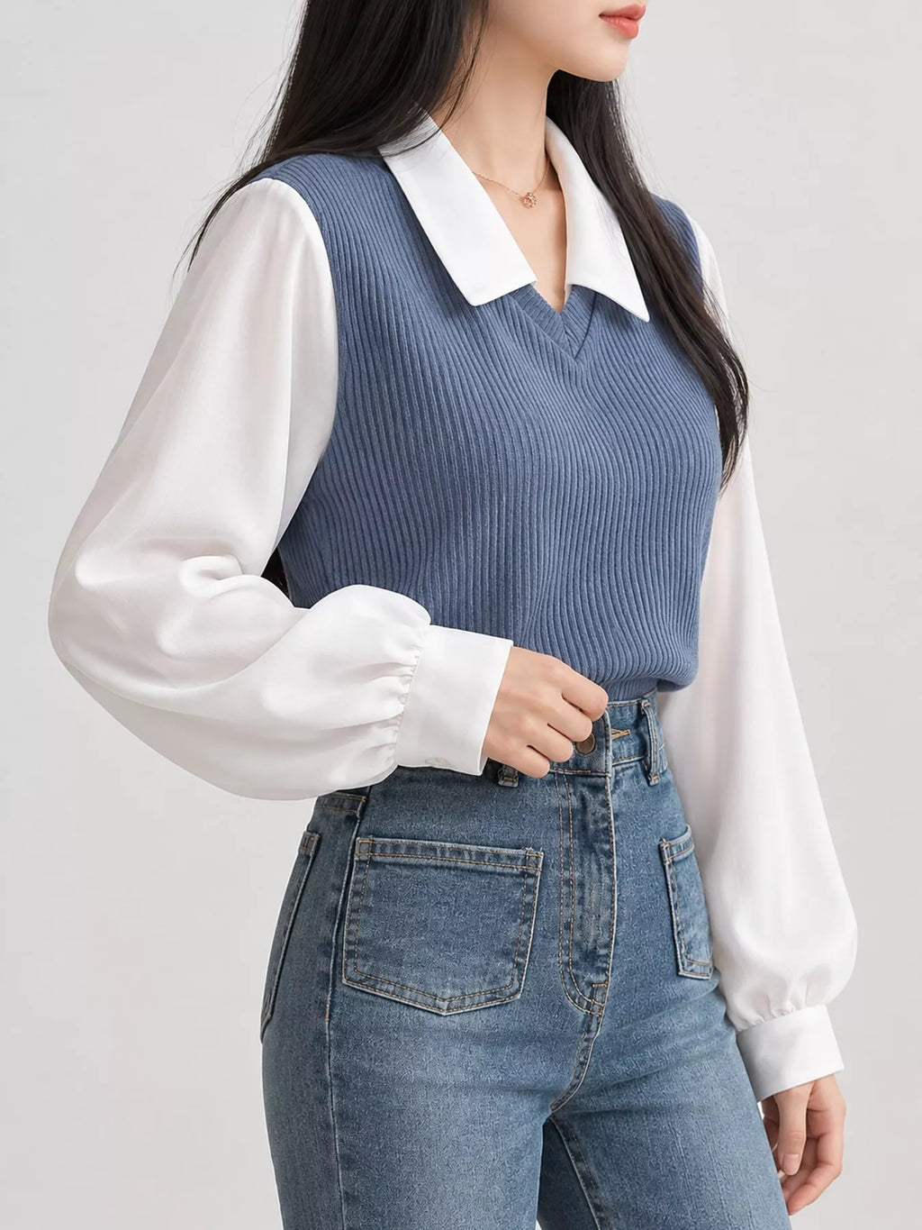 Layered Look Long Sleeve Blouse