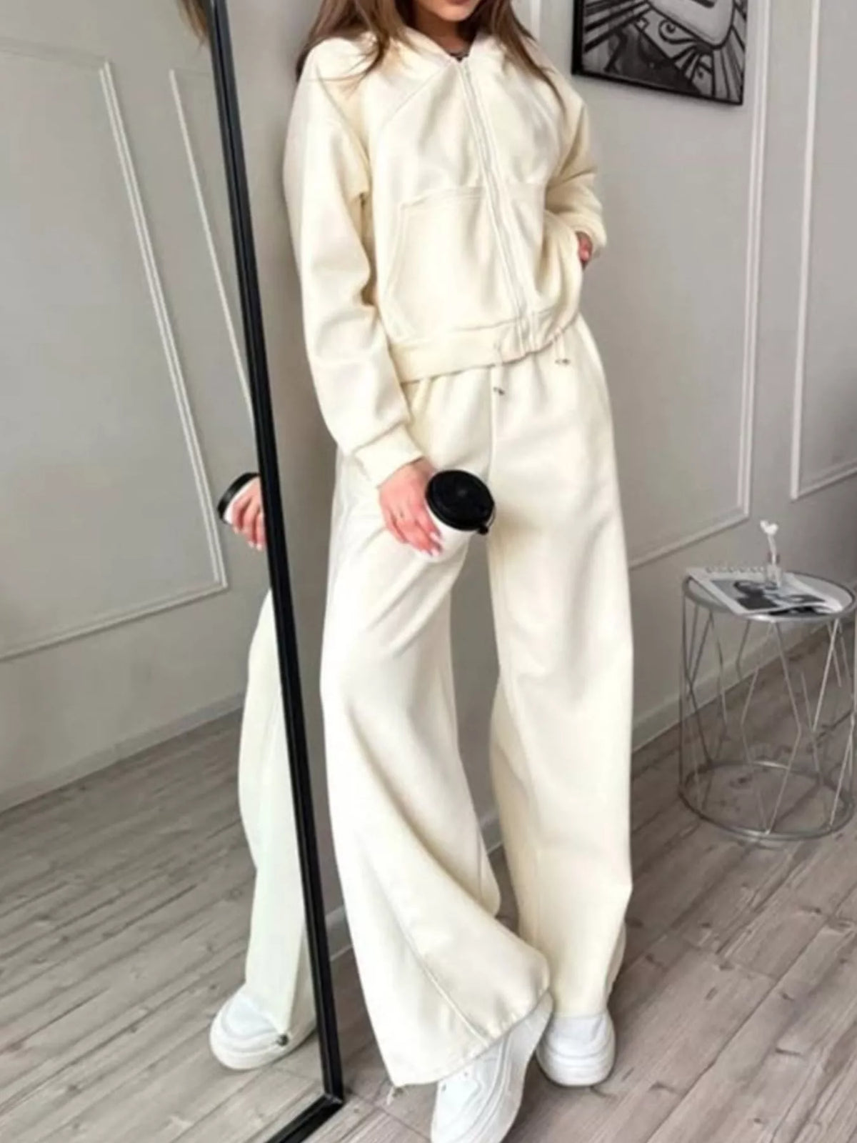 Fleece Zip-Up Hoodie and Joggers Set