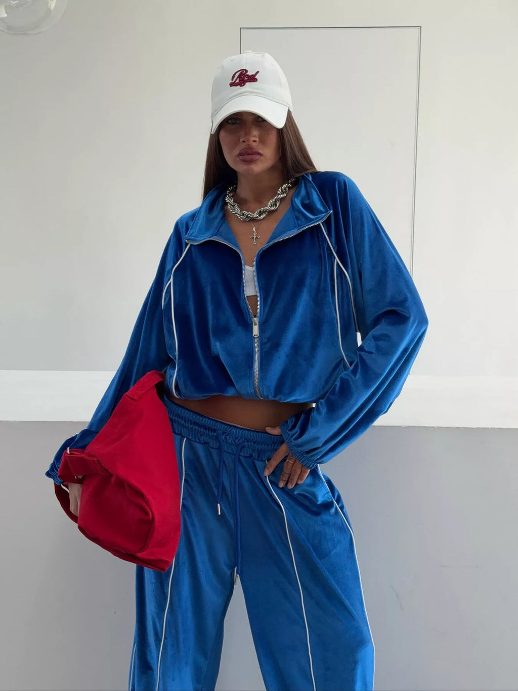 Zip Up Long Sleeve Top and Pants Set