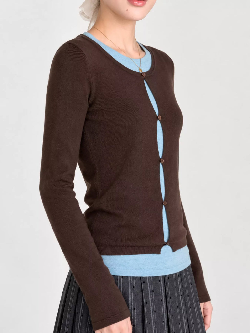 Layered Look Long Sleeve Knit Top