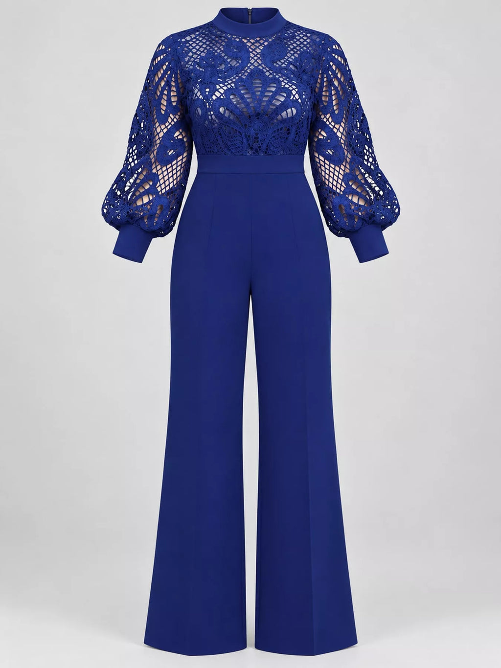 Full Size Lace Lantern Sleeve Flare Jumpsuit Plus Size