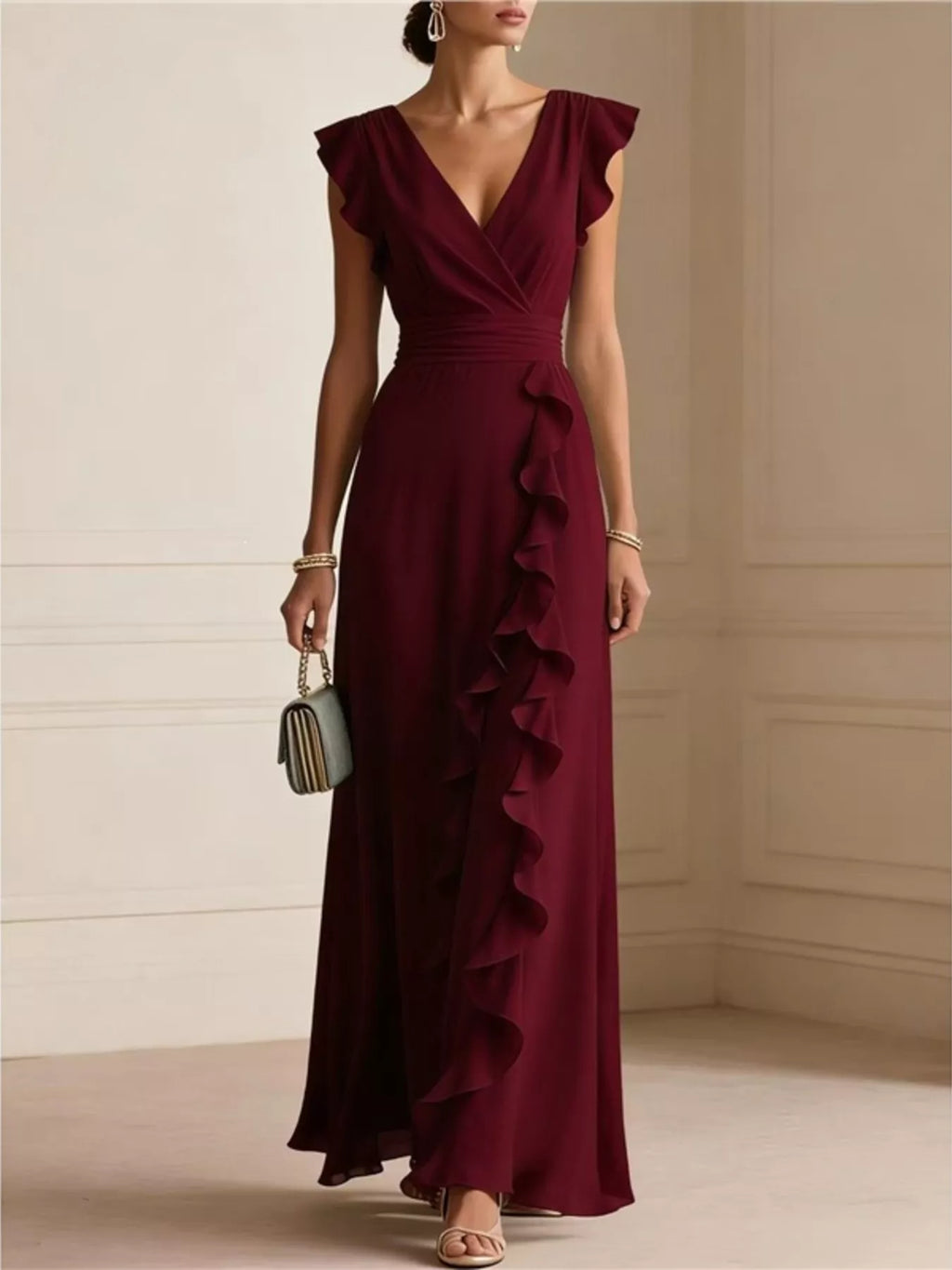 Ruffled Surplice Maxi Dress